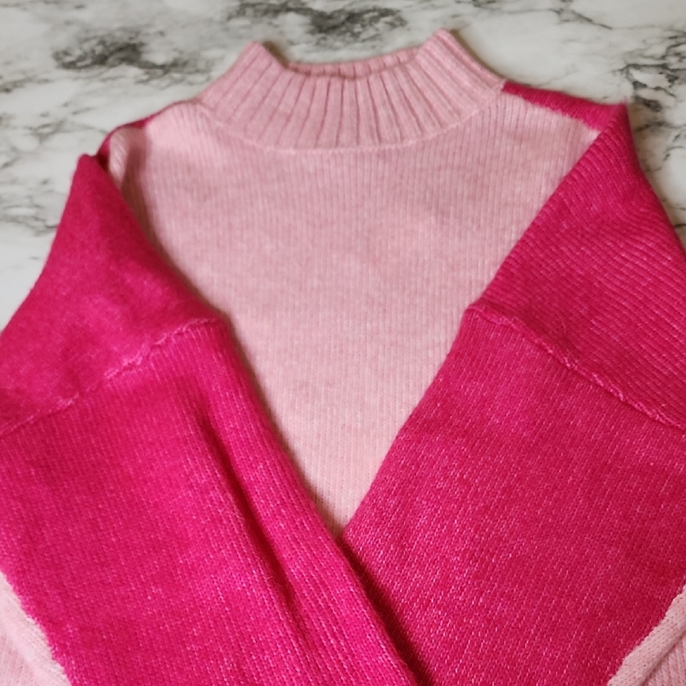 LOFT Two-Tone Pink Cowl Neck Sweater